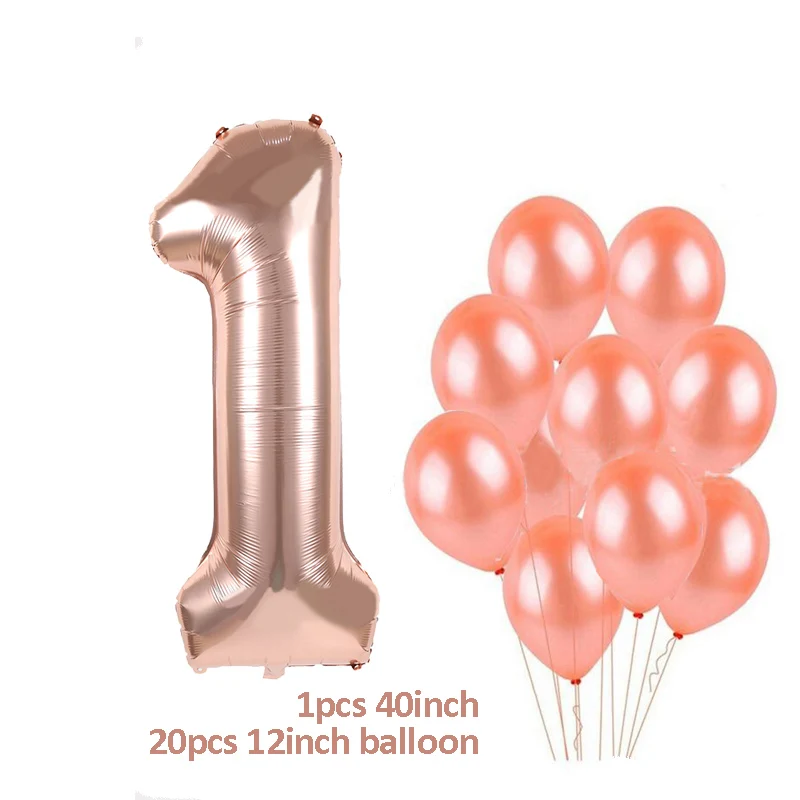 balloons set 1 MEIDDING/вечерние одноразовые столовые приборы цвета розового золота; соломинки для чашек шампанского; декор для вечеринки в честь первого дня рождения; вечерние принадлежности для малышей - Цвет: balloons set 1