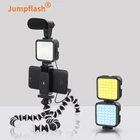 Крепление для смартфона Jumpflash Vlog, штатив с креплением для холодного башмака, для микрофона, LED светильник Ки, с дистанционным управлением по Bluetooth