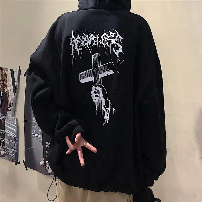 

KOSAHIKI 2021 Harajuku Fleece Hooded Women Man Sweatshirts Japanese Streetwear Loose Hoodie Vintage Retro Print Pullovers 11a136