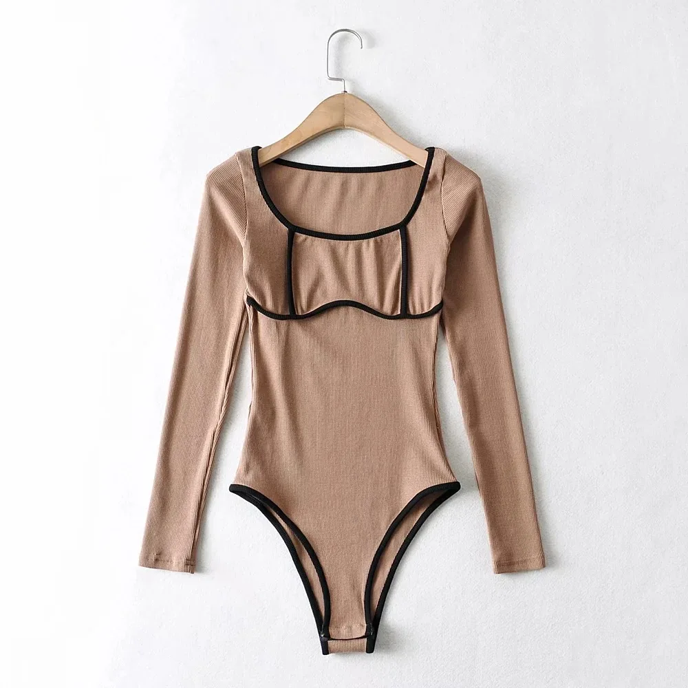 

Women's Jumpsuit color matching sexy fashion high elastic slim sexy long sleeve t-shirt female