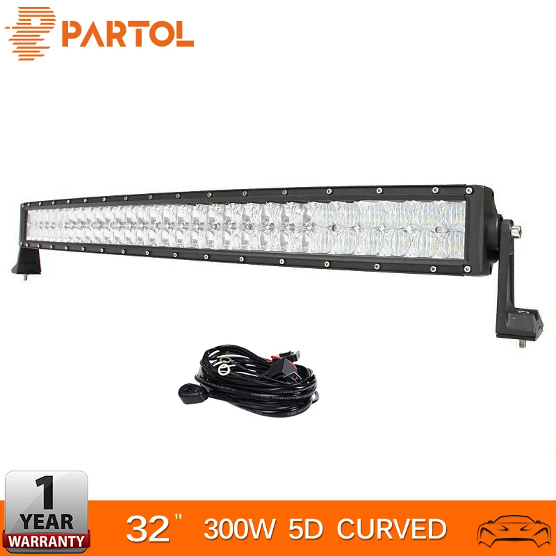 Partol 300 Вт 32 &quot5D изогнутый СВЕТОДИОДНЫЙ светильник бар авто светодиодный для ATV SUV