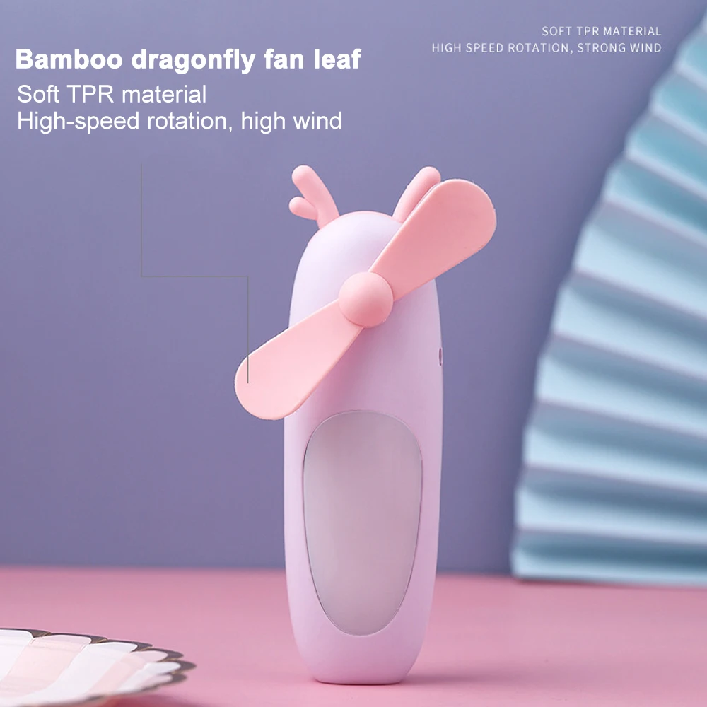 Led Night Light Small Fan Mini Cartoon Rabbit Portable Outdoor Charging | Бытовая техника
