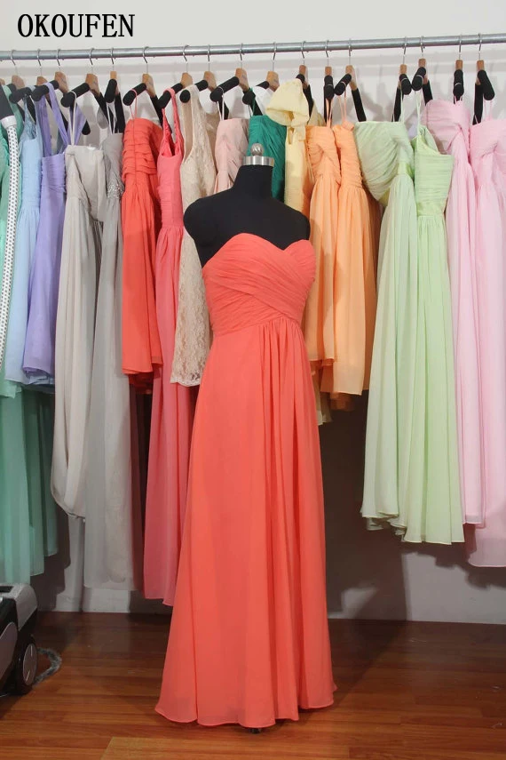 Лидер продаж платье подружки невесты кораллового цвета 2021 Простой шифон с