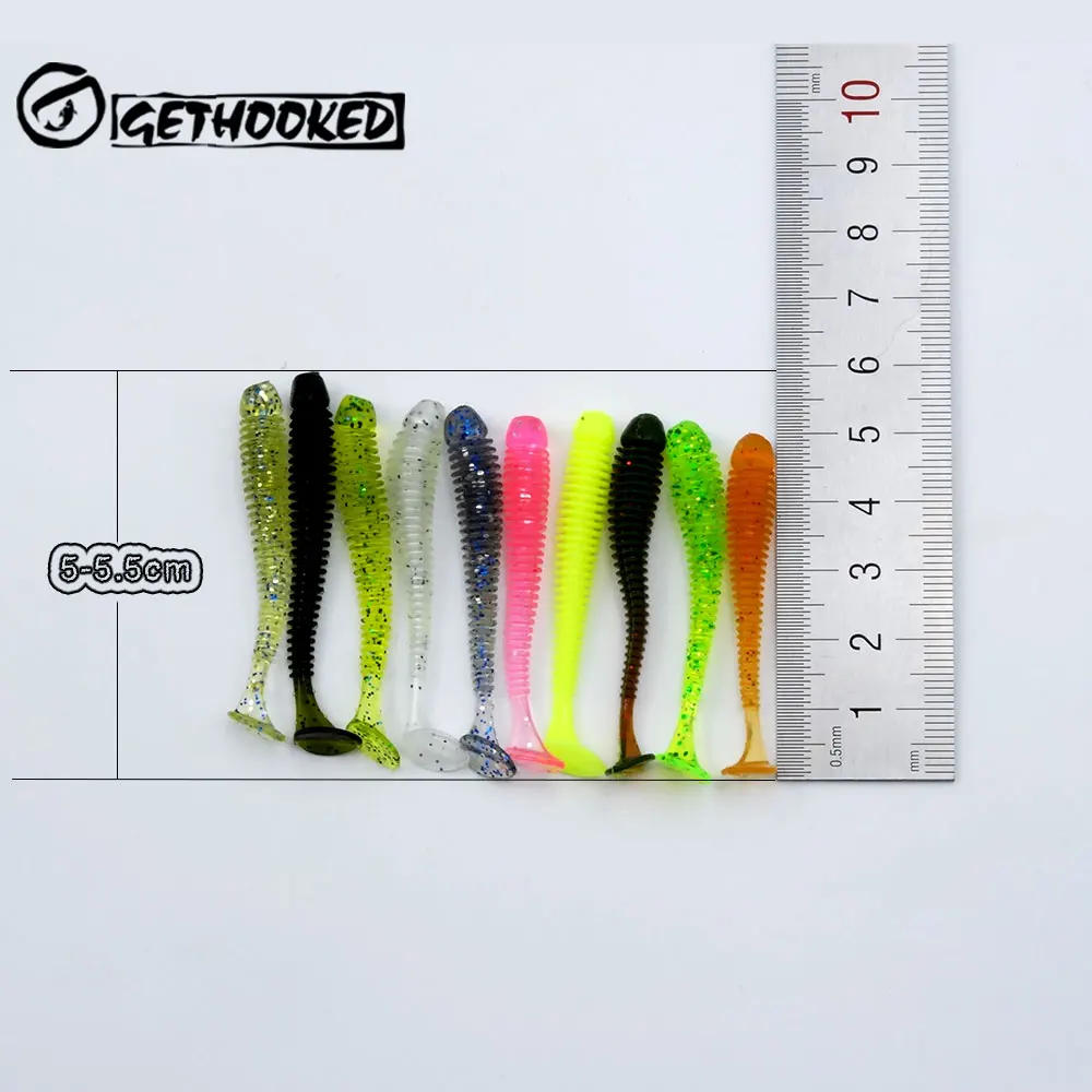 Gethooked 15 шт./лот воблеры рыболовные мягкие приманки резиновые 50 мм 0 7 г Т-образный