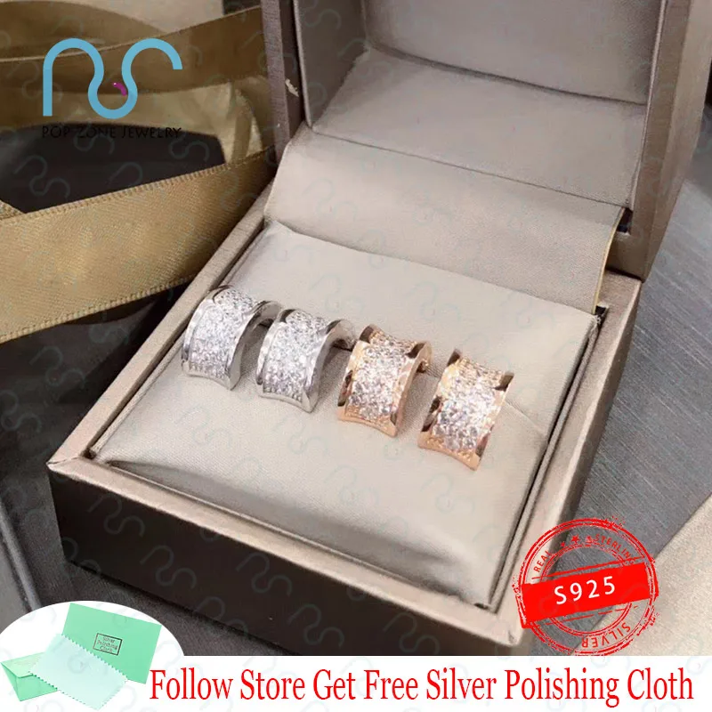 

Famous Brand Luxury Earrings Zero Series Earrings Spiral Shape Brilliant Diamond Full Zircon Sterling Silver Earrings With Logo