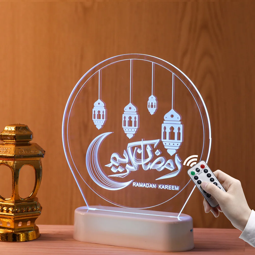 

1 Set LED Lamp Light Ornament Eid Decor Ramadan Mubarak Islamic Muslim Decor Night Light for Party HomeRoom decoration