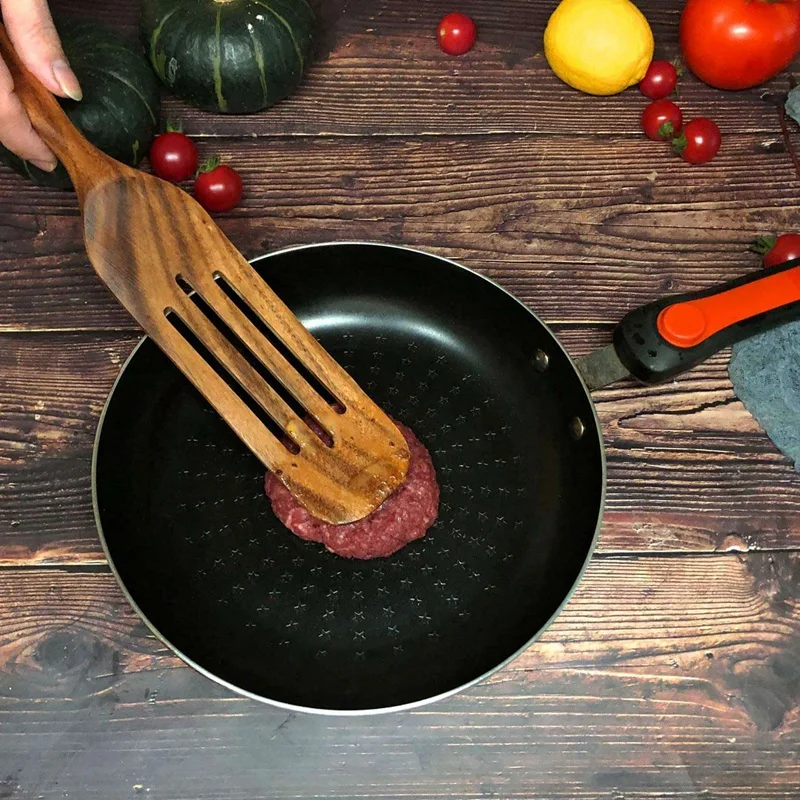 

Wooden Spurtles Set,Wooden Kitchen Utensils Set,Nonstick Wooden Cooking Utensil Set Non Scratch Natural Teak Cookware