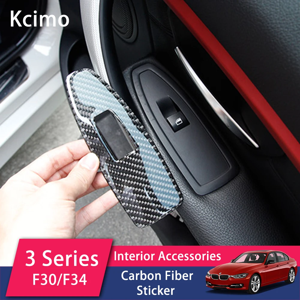 

Наклейки для кнопки Подъема Окна Автомобиля из углеродного волокна для BMW 3 серии F30 F35 GT F34 2013-2019, 4 шт.