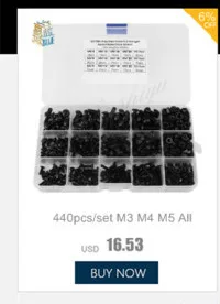 440 шт./компл. M3 M4 M5 сплав Сталь шестигранный Набор торцевых головок с полукруглой головкой болтов винтов гаек кабельные наконечники в наборе для крепления оборудования черная с коробкой