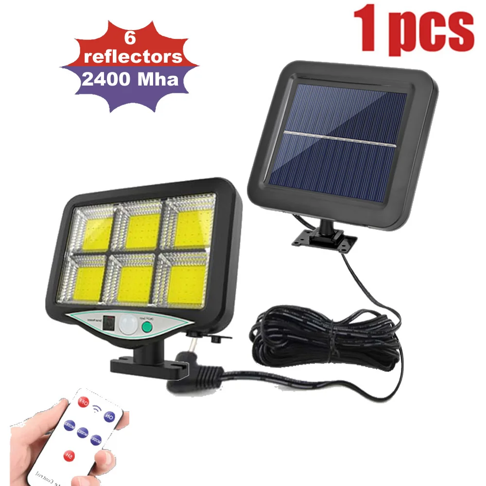 

Outdoor Solar Powered Street Waterproof Wall Lights Motion Sensor Garden indoor Security Lamp remote 3 modes seperable 5M cable