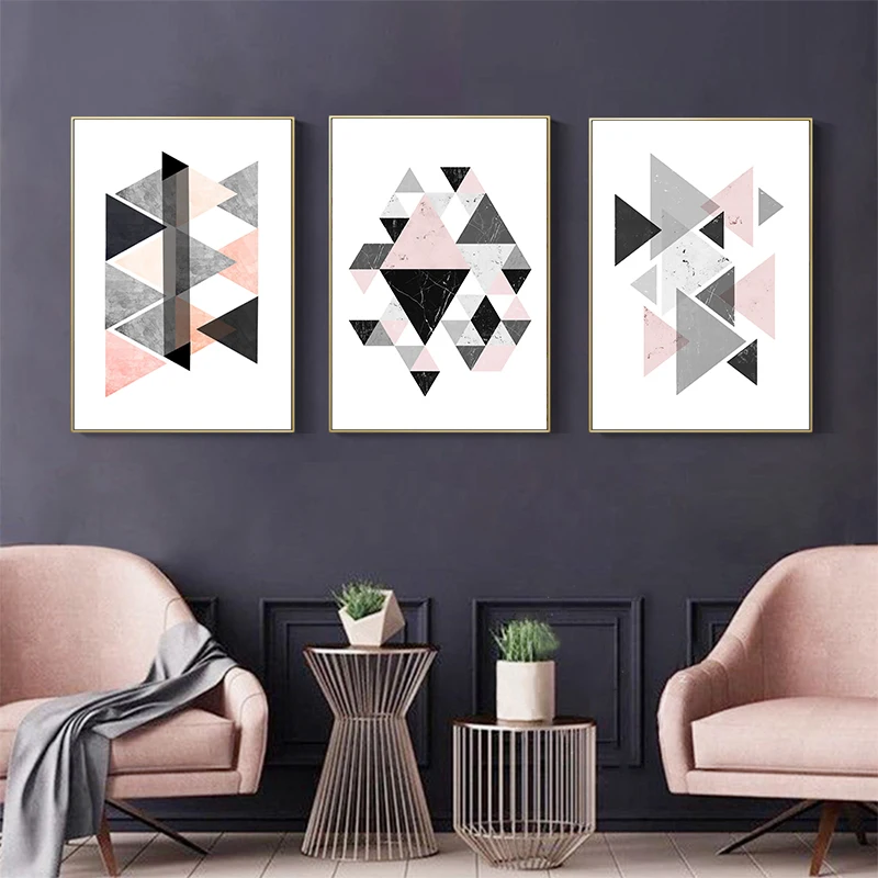 Геометрический постер в скандинавском стиле розовая Синяя абстрактная круглая