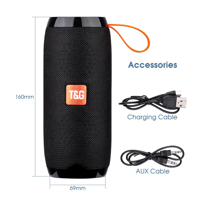

Portable Bluetooth Speaker with FM Radio Wireless TWS Stereo Outdoor Column Subwoofer Support TF card AUX USB Speakers