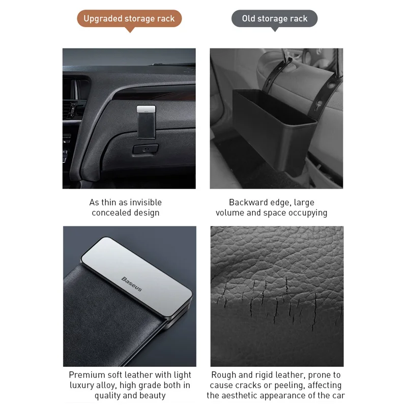 

Baseus Car Storage Bags Leather Car Seat Organizer Universal Cell Phone Pouch Magnet Collecting Pocket Auto Interior Accessories