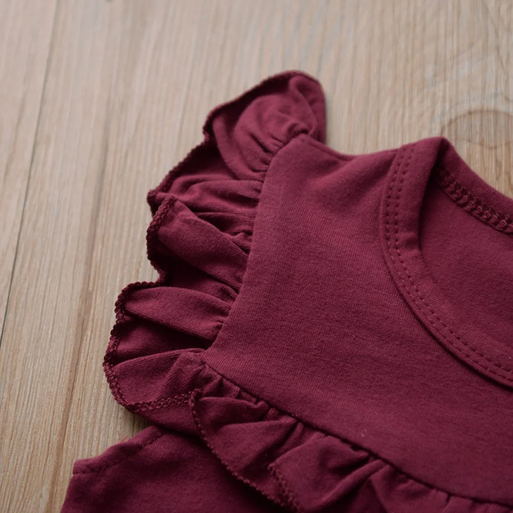 Модные летние детские ползунки с оборками для девочек повседневные хлопковые