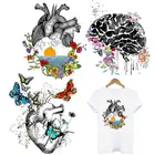 Аппликация в виде цветка, бабочки, сердца на одежду, наклейки, хиппи, металлические термонаклейки для одежды сделай сам, термонаклейка