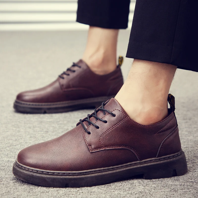 

2020 Brand Breathable Mens Oxford Shoes Dress Shoes Men Flats Fashion Thick Bottom Solid Leather Casual Shoes Safety Work Shoes