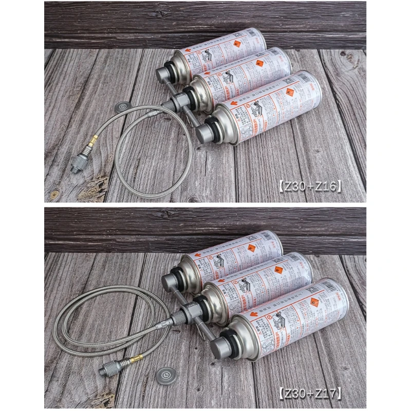 

F1FD 3 In 1 Split Furnace Adapter Butane Adapter with Extension Hose Gas Cartridge Nozzle Bottle Type Head Conversion Adapter