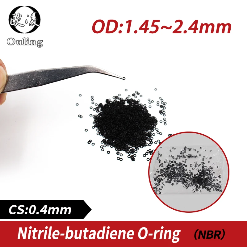 Уплотнительное кольцо для часов 20 шт./лот резина черный NBR CS толщина 0 4 мм OD1.45/1 6/2/2/4