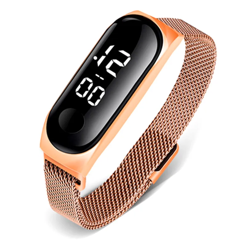 

2021 Women Digital Rose Gold Watch Top Brand Luxury LED Watch Electronic Ladies Digital Wristwatches for Women Saat Montre Femme