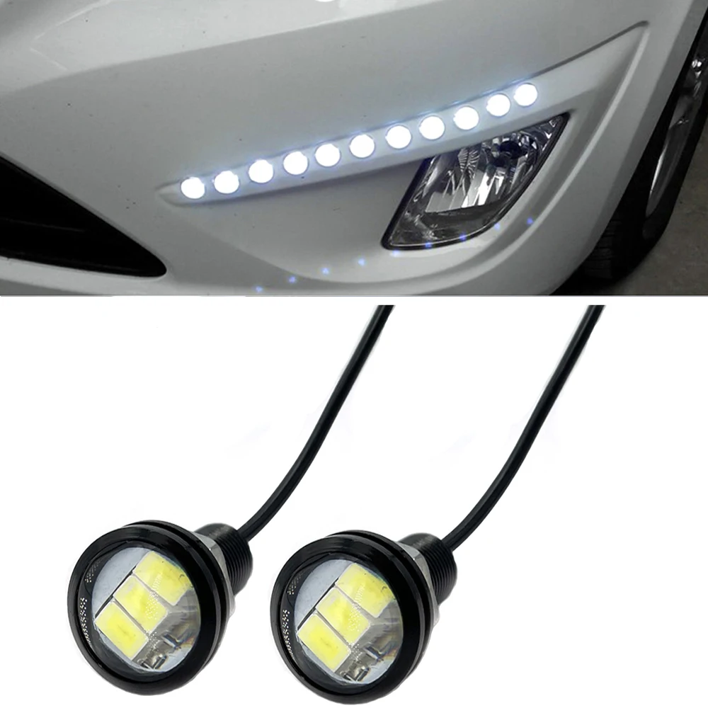 2pcs 23MM Car Eagle Eye DRL Led Daytime Running Lights Auto LED Backup Reversing Parking Signal Automobiles Lamps Red Yellow