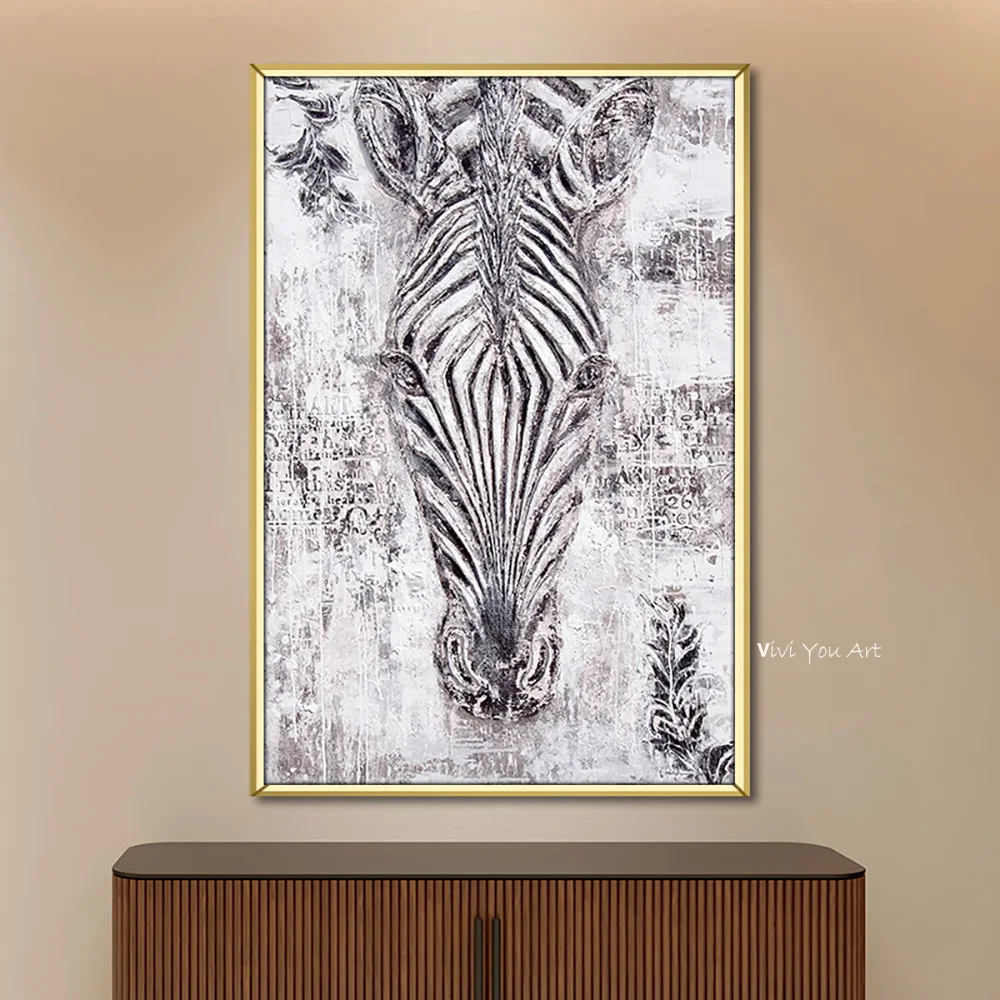 

100% ручная абстрактная картина маслом классическая Зебра на холсте Настенная картина для гостиной домашний дизайн Декор