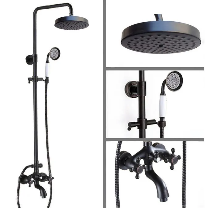 

Черный латунный настенный дождевик с масляной насадкой и ручной лейкой для душа, смеситель для ванны 2rs457