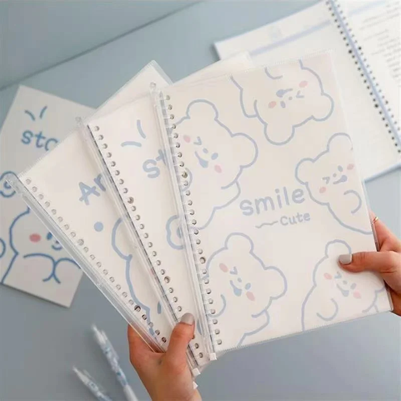 

B5 Cute Bear Rabbit Binder Notebook Loose leaf Stationery Agenda 30 Sheets Kawaii Spiral Word Book School Office Coil Notepad