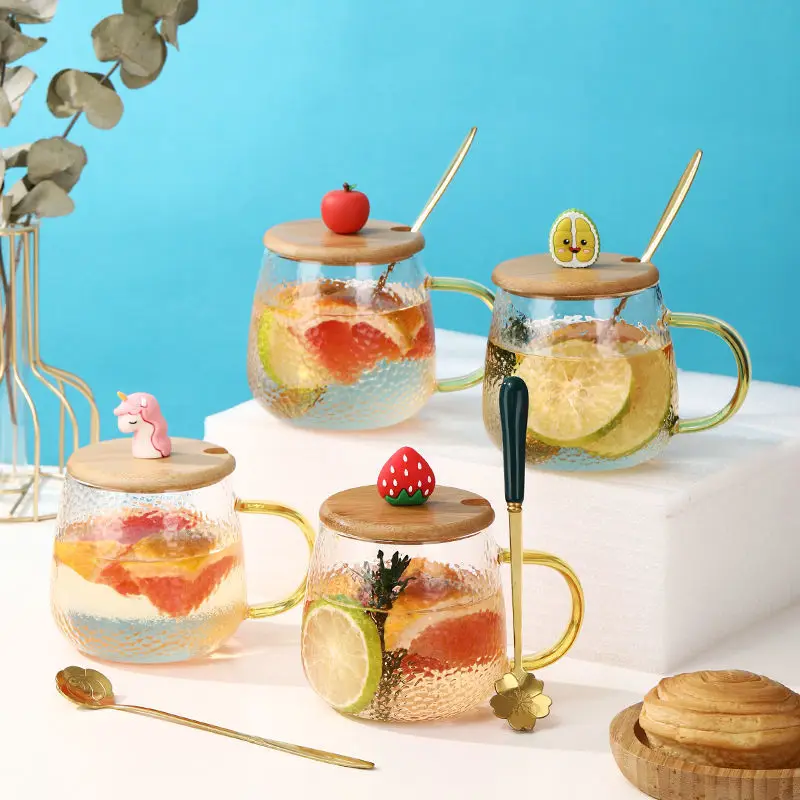 

Термостойкая стеклянная кофейная чашка с крышкой, 400 мл