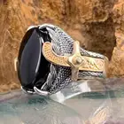Турецкое мужское кольцо ручной работы в стиле ретро, Ретро стиль, панк, меч, оттоманский воин, черные циркониевые кольца, модные исламские религиозные мусульманские украшения