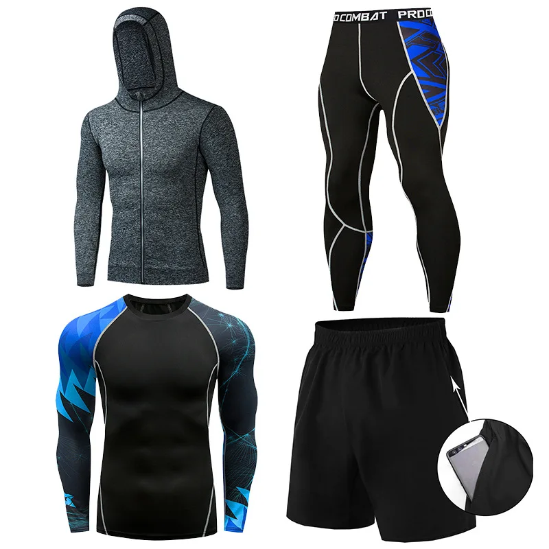 

Men's Tight Sportswear Suits Running Sport Sets Jogging Compression Sweatshirt Training Pants Fitness Jacket Workout