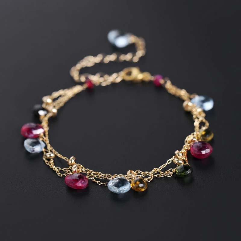 

DAIMI Gypsophila Ruby Bracelet Women's Genuine 14K Gold Injection Tourmaline Bracelet Design