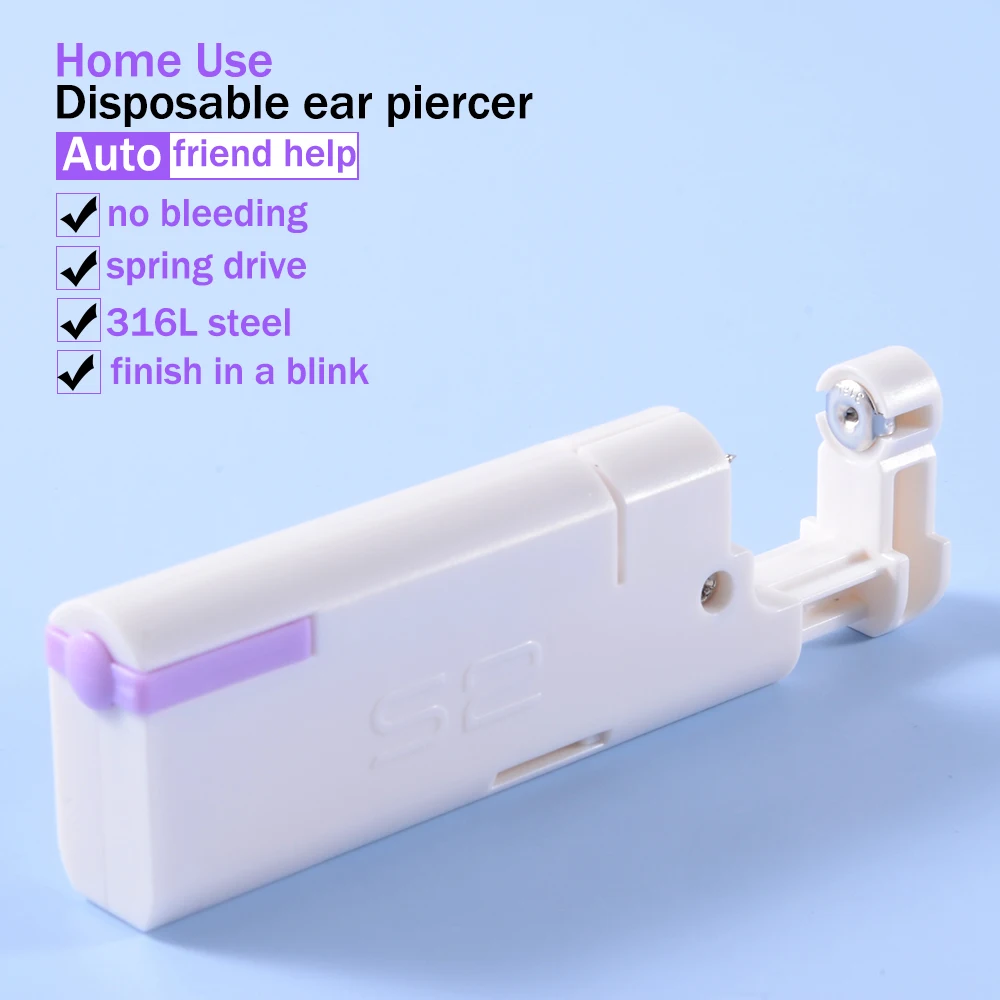 2PCS Ear Nail Gun Disposable Aseptic Household Ear Piercing Gun Portable Ear Piercing Gun Group Sterilized Ear Piercing Unit