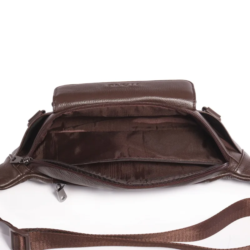 

High Quality Men Genuine Leather Waist Chest Bags Pouch Single Shoulder Cross Body Bag Fashion Real Cowhide Hip Fanny Belt Pack