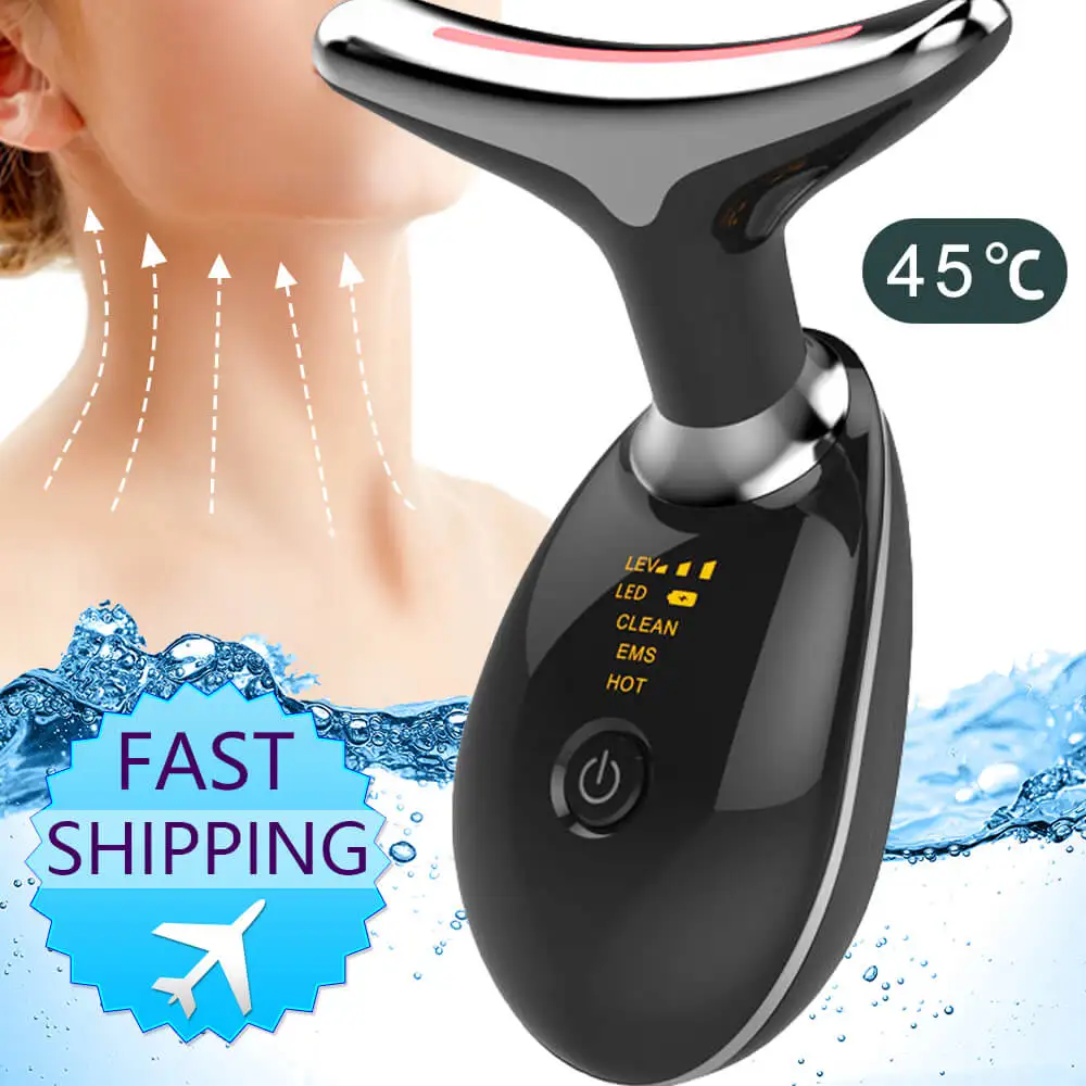 

Профессиональный массажер для шеи, инструмент красоты со светодиодной подсветкой, фотонная нагревательная терапия, для упругой подтяжки лица, 3 цвета, анти-уменьшение морщин, двойной подбородок