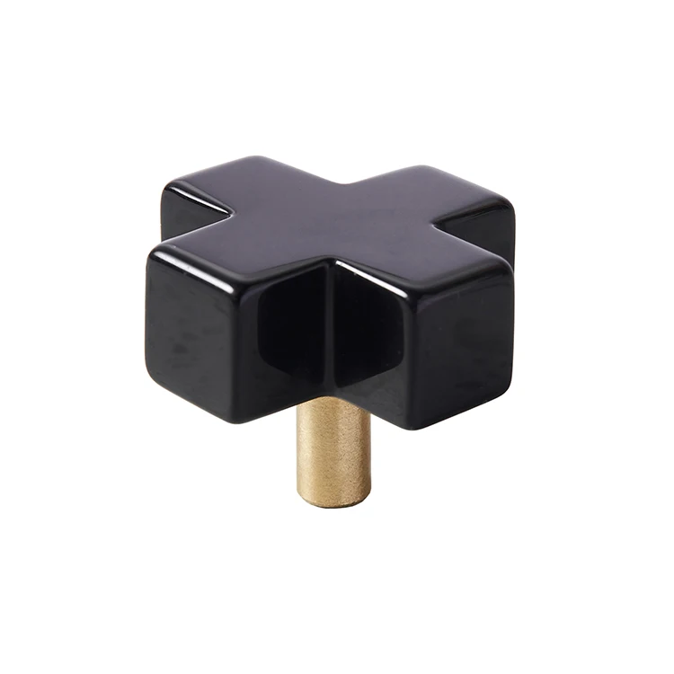 Крестообразные/обсидиана + латунные ручки для шкафа выдвижных ящиков