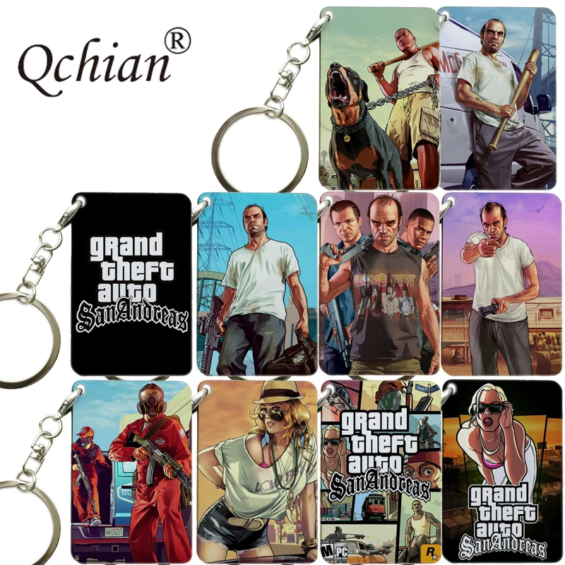 Брелок для ключей с принтом фигуры PS4 GTA 5 брелок рисунком из игры Grand Theft Auto кольцо