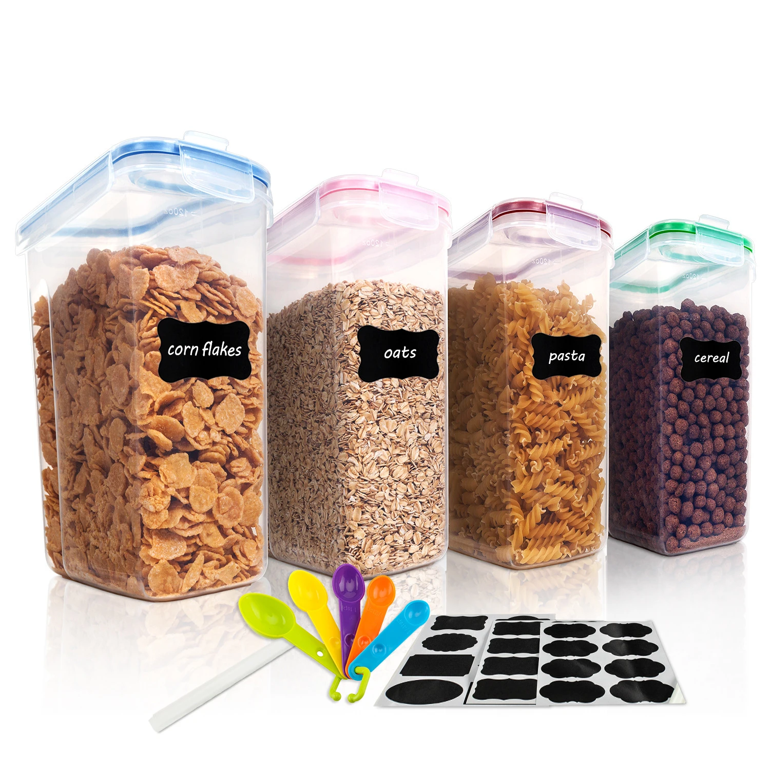 

Контейнер для хранения зерна 4 шт., кухонный большой контейнер для хранения продуктов, ведро для риса, прозрачная пластиковая герметичная ба...