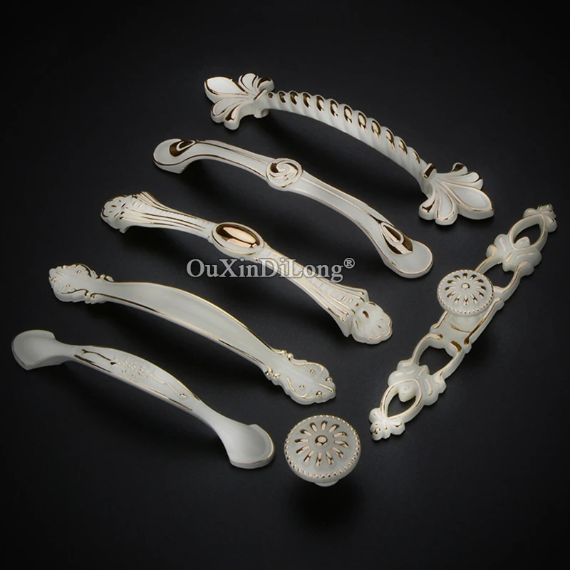 

Elegant 10PCS European Ivory White Kitchen Cabinet Door Handles Cupboard Wardrobe Drawer TV Cabinet Pulls Handles & Knobs