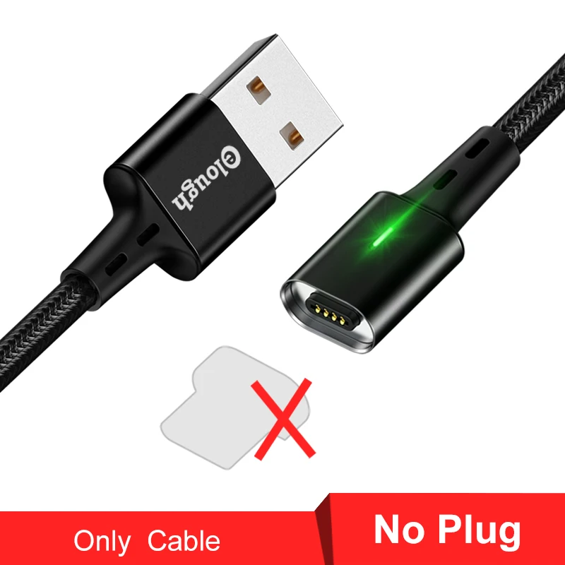 black cable No plug Elough Магнитный зарядный кабель для iphone кабель Micro usb type c кабель для HUAWEI P30 Магнитный кабель быстрое зарядное устройство USB C провод для передачи данных - Цвет: black cable No plug