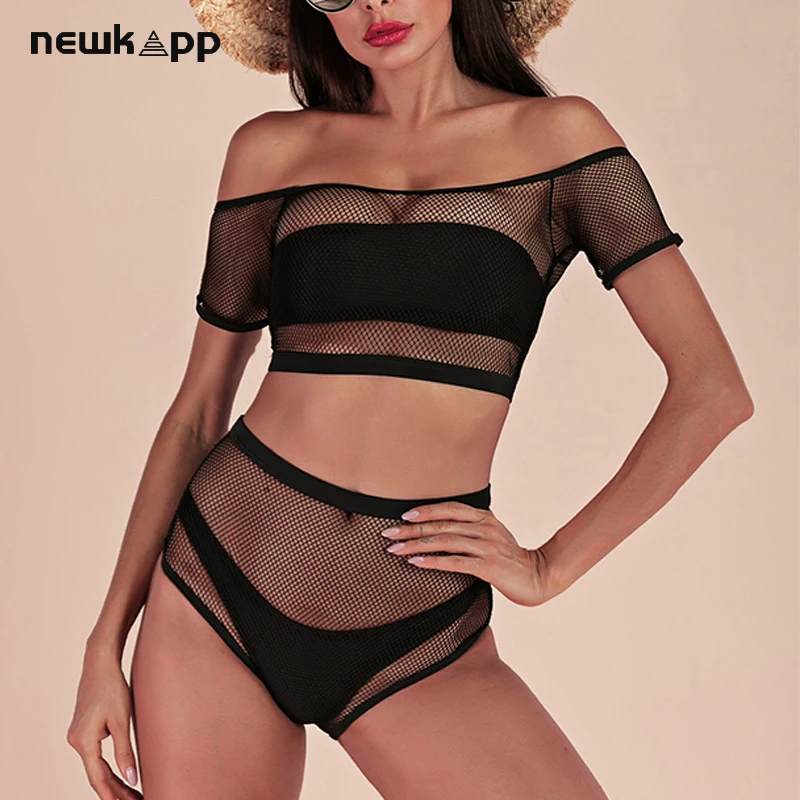 Женский комплект бикини пуш-ап с сеткой женский купальник бюстгальтером на