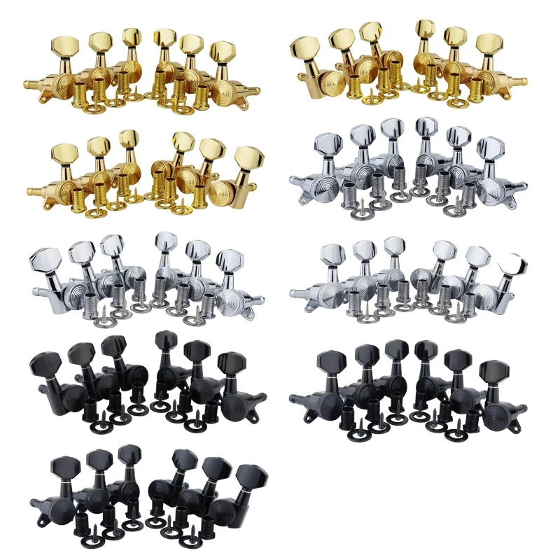 

094C 6Pcs 6R/6L/3R+3L Guitar Locking Tuners, 1:18 Lock String Tuning Key Pegs Machine Heads for LP SG Style Electric Guitars