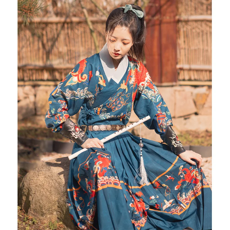 

XinHuaEase Original Hanfu Women's Paste Drag Scatter Elves Ming Dynasty Printed Flying Fish Clothes Chinese Traditional CP Men's