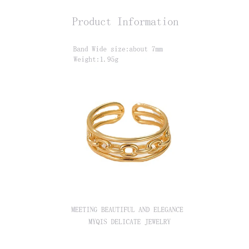 

Vintage Jewelry Layered Chain 18K Gold Rings Stamp S925 2021 Trend Adjustable Finger Wedding Ring For Girl Women Office 2019