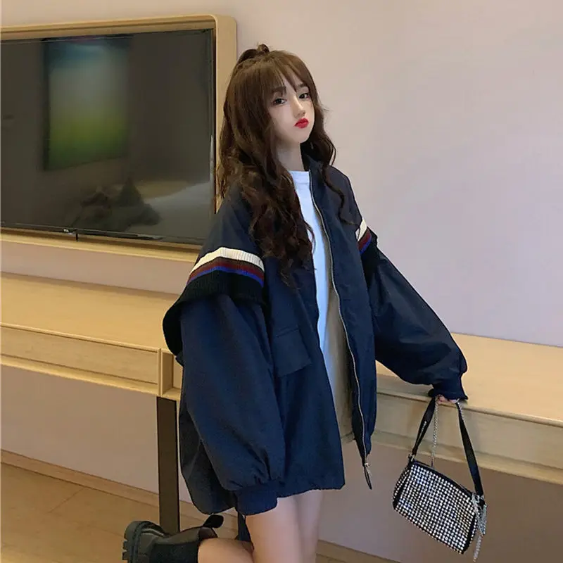 Куртка женская одежда Весенняя вязаная с карманами в полоску верхняя для детей