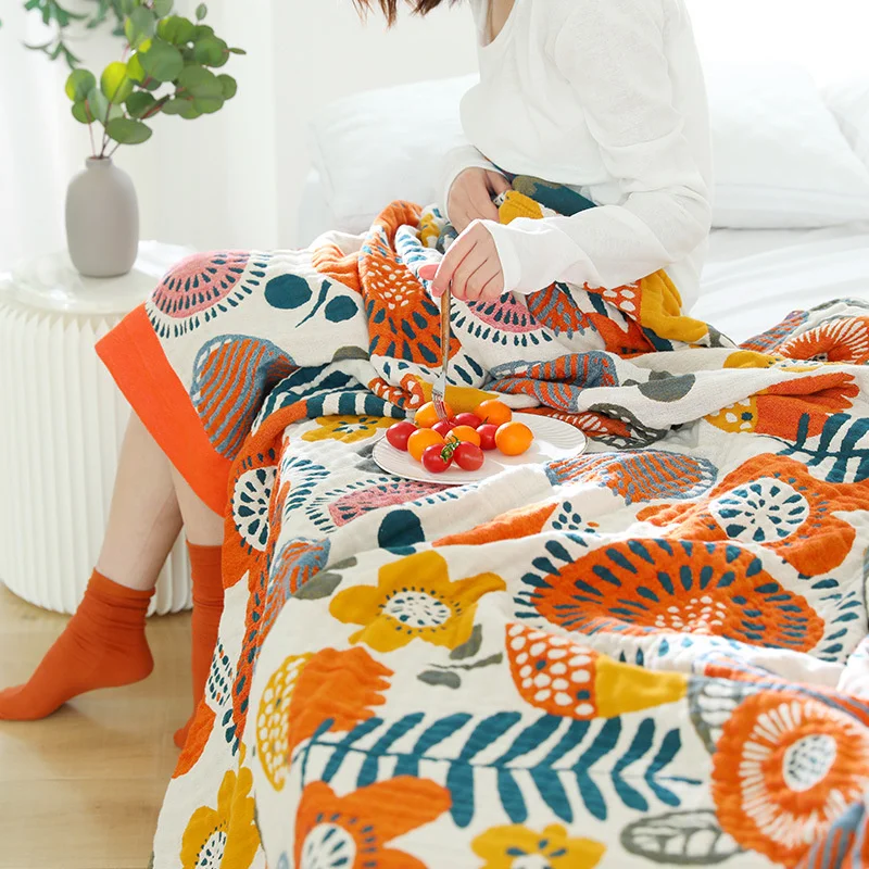 

Sofa Cover Sunflower Cotton toweling coverlet Travel Breathable Chic Large Throw Blanket High quality Nap Living Room
