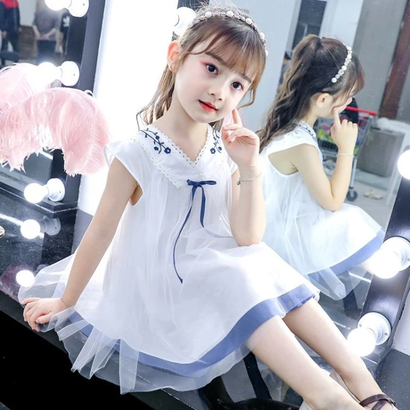 

Baby Girl Clothes Hanfu 2022 Summer Chinese Traditional Embroidery Mesh Princess Dresses Toddler Infant Fashion Cute Bowknot Top