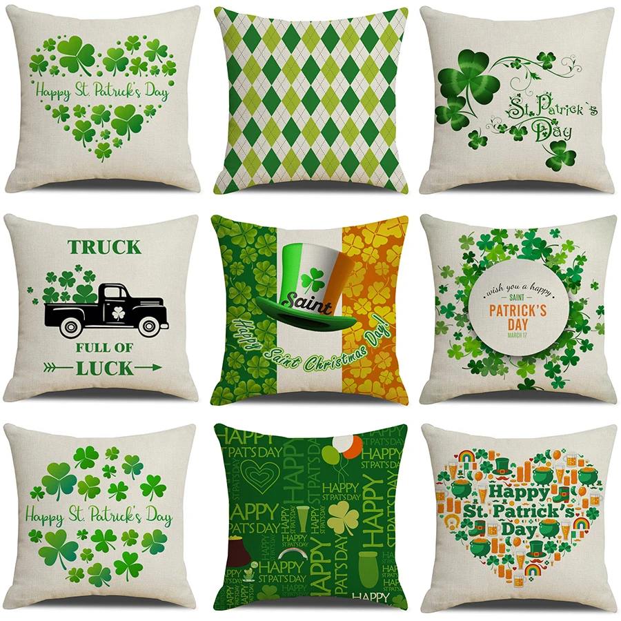 Наволочки из хлопка и льна с изображением клевера растений на День Св.