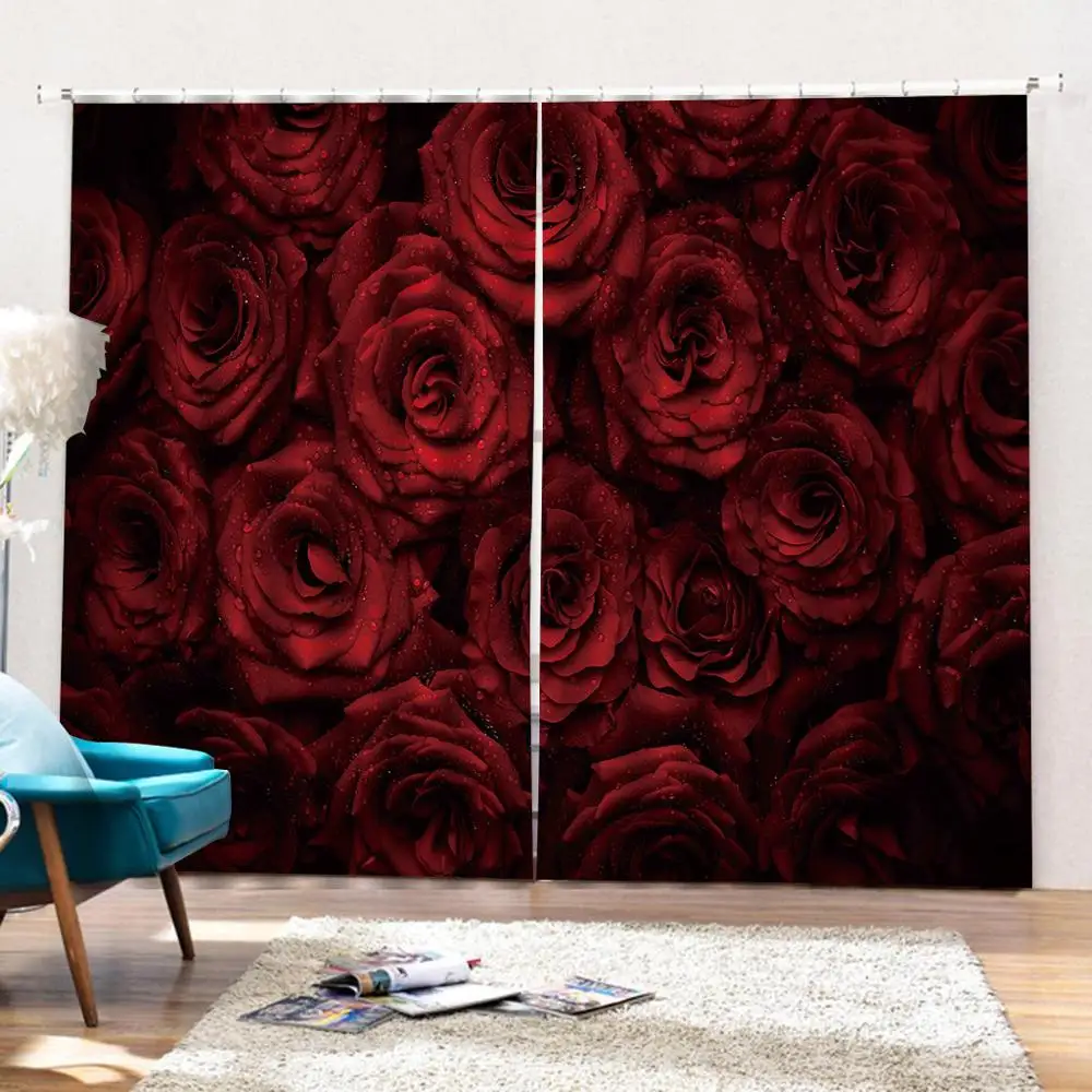

window curtains for living room bedroom blackout curtains red rose curtains wedding curtain