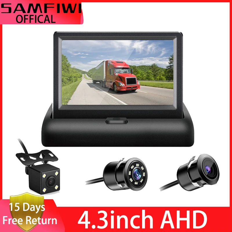 4.3 Car Monitor 12-24V Parking Reaverse Backup Camera System TFT LCD Screen IR LED Night Vision Rear View Camera