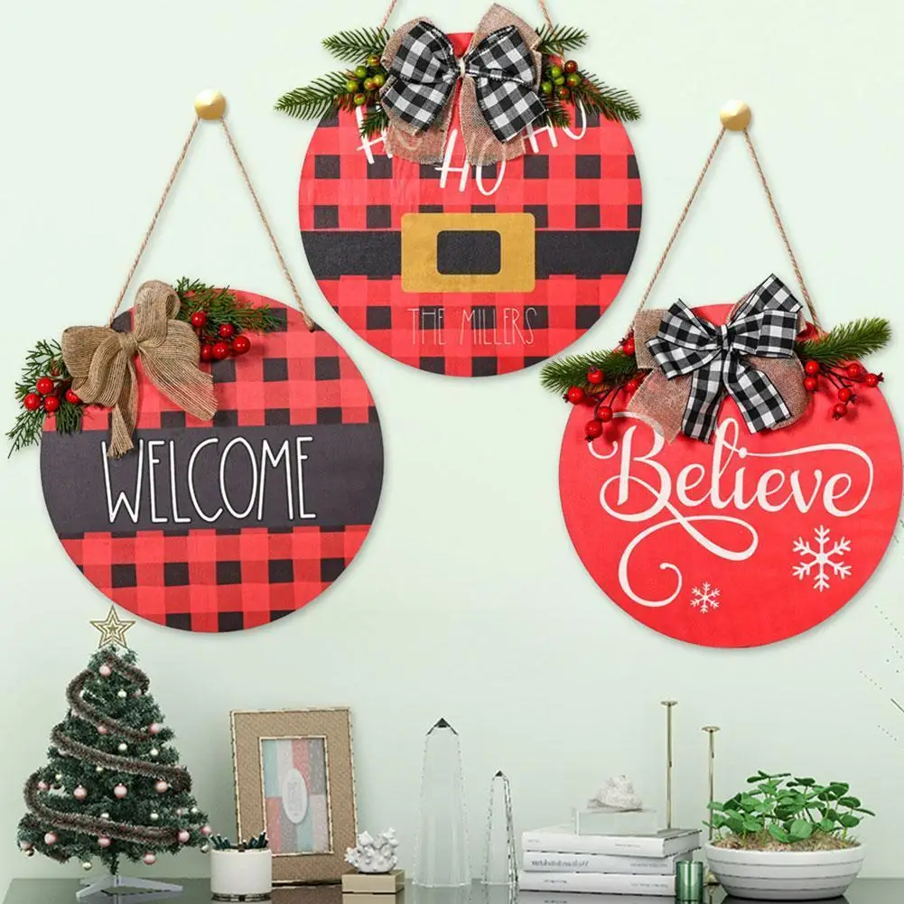 

Merry Christmas House Number Christmas Decor Door Sign Hanging Label New Product Holiday Wreath Red Bottom Bow Doorplate